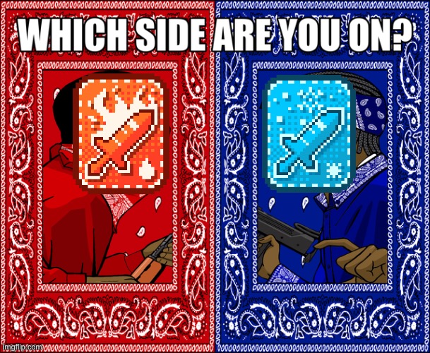 Inspo by inspo from a certain blocktails youtuber hmm… | image tagged in which side are you on,funny memes,memes,roblox,roblox meme,red vs blue | made w/ Imgflip meme maker