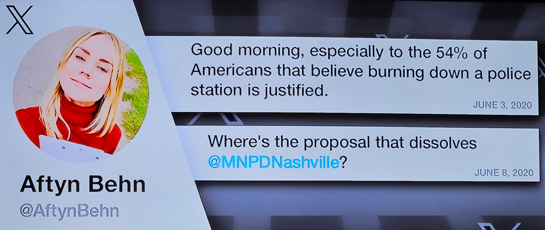 Aftyn Behn defend police Blank Meme Template