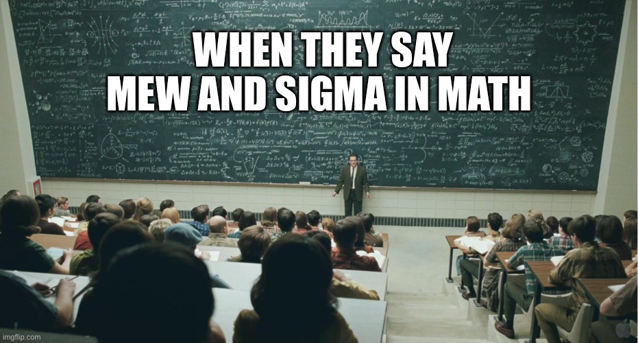 Terminology aged terribly | WHEN THEY SAY MEW AND SIGMA IN MATH | image tagged in math,sigma,bruh,gen alpha | made w/ Imgflip meme maker