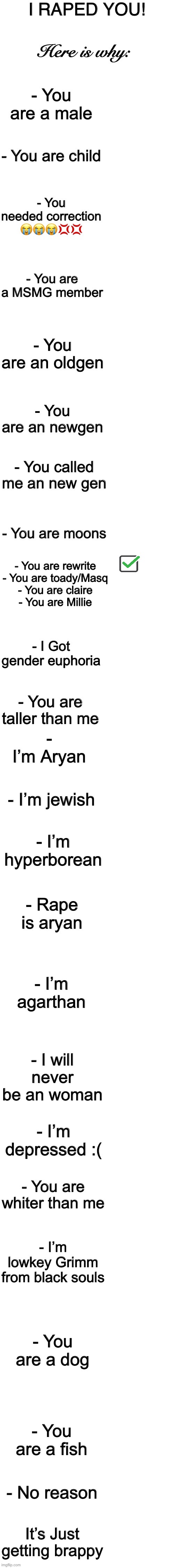 The rape list | image tagged in the rape list | made w/ Imgflip meme maker