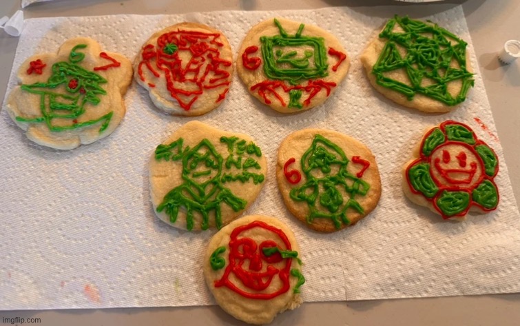 here’s a picture of some deltarune-based cookies my friend made | made w/ Imgflip meme maker