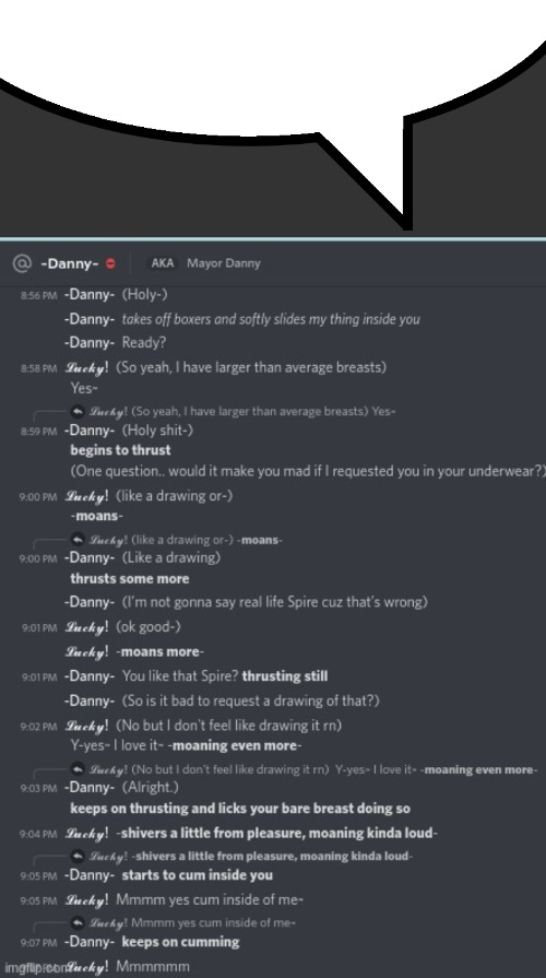image tagged in speech bubble,spire and danny having sex | made w/ Imgflip meme maker