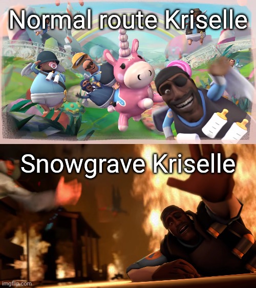 Deltarune ship slander 2 (ran into the cornball wall already, which one should I do next | Normal route Kriselle; Snowgrave Kriselle | image tagged in imagination vs reality | made w/ Imgflip meme maker