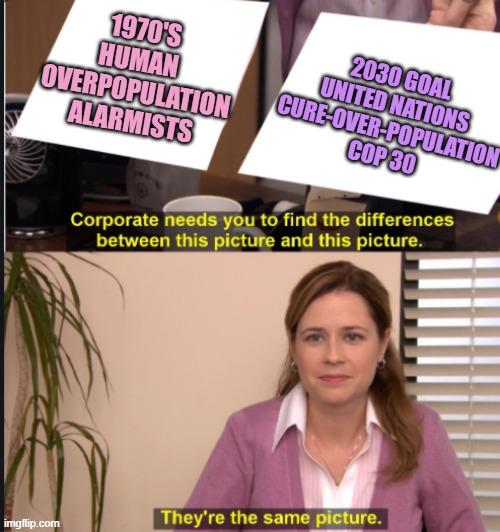 UNITED NATIONS: Alleged Goals to Cure Climate, OverPopulation to Change 2030 | 1970'S
HUMAN 
OVERPOPULATION
ALARMISTS; 2030 GOAL
UNITED NATIONS
CURE-OVER-POPULATION
COP 30 | image tagged in united nations,paris climate deal,anti-overpopulation,climate change,technology,environment | made w/ Imgflip meme maker