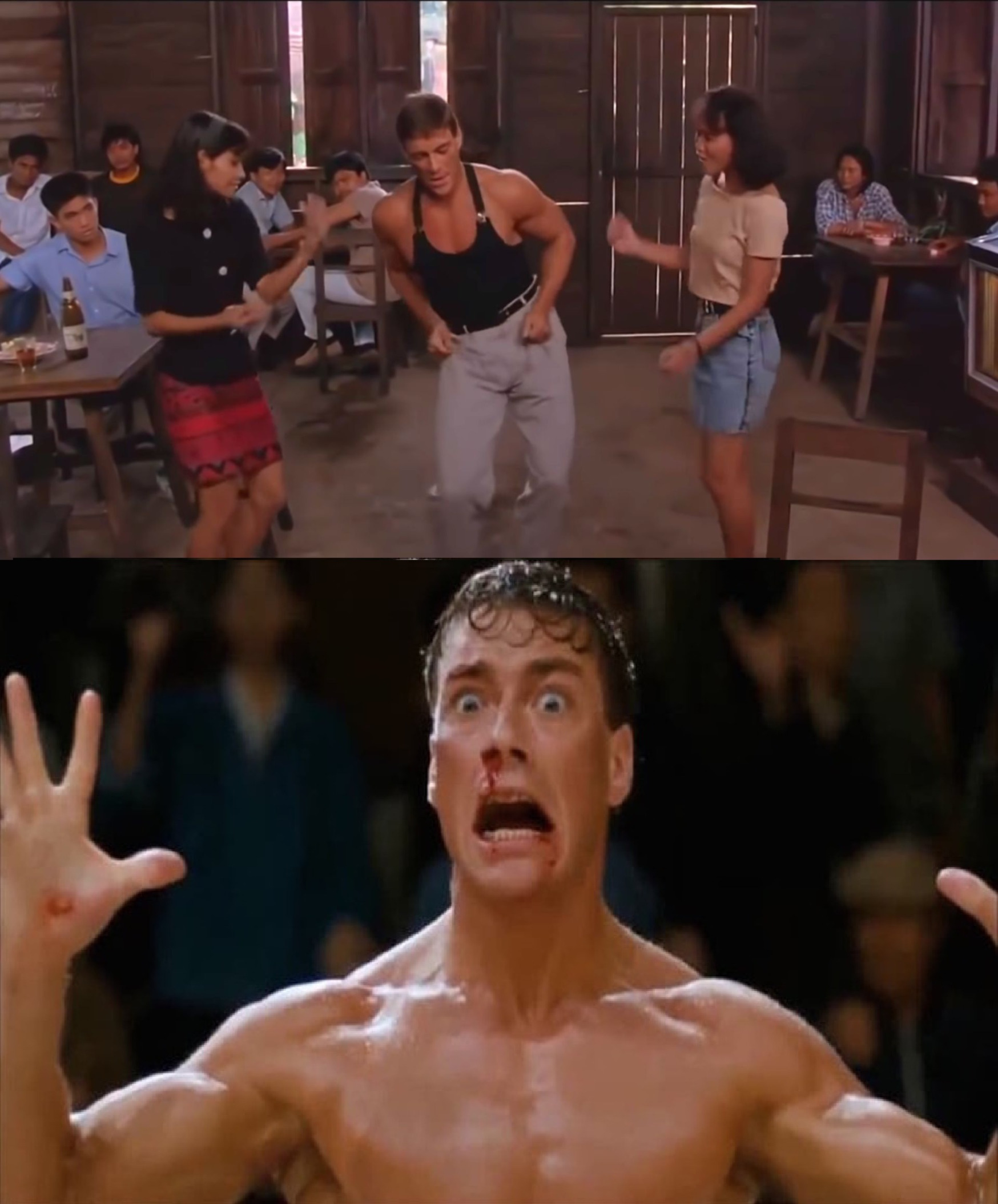 Van Damme Bailando y Golpeado Blank Meme Template