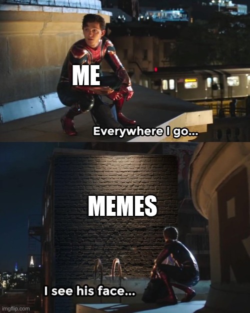im addicted | ME; MEMES | image tagged in everywhere i go i see his face,memes,fun,lol | made w/ Imgflip meme maker