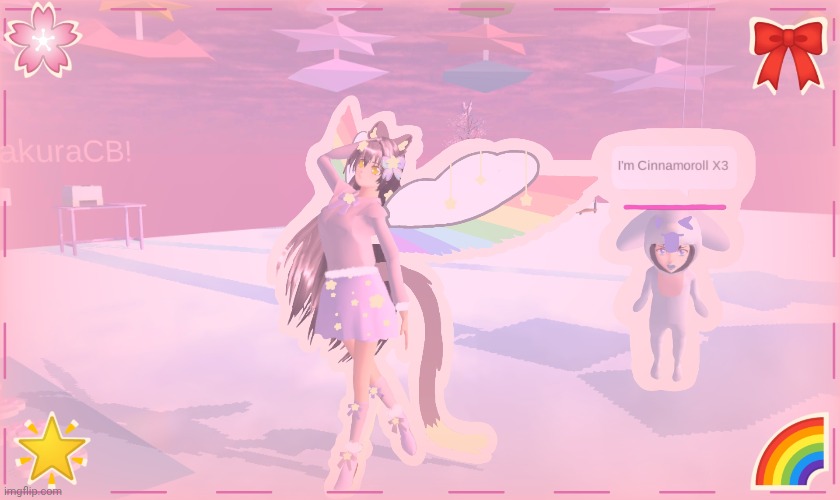 Me and Cinnamoroll :3 | image tagged in sakura school simulator,cinnamoroll,fun,kawaii,cutecore | made w/ Imgflip meme maker