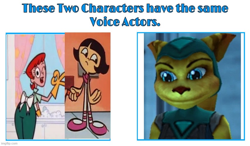 Kath Soucie 3 | image tagged in same voice actor,kath soucie,ratchet and clank,dexters lab,cartoon network,playstation | made w/ Imgflip meme maker