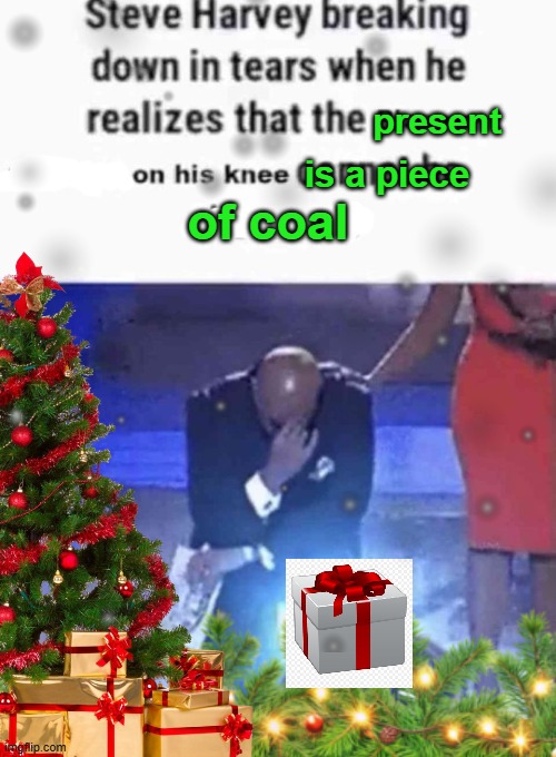 fake transparent image :/ | present; is a piece; of coal | made w/ Imgflip meme maker