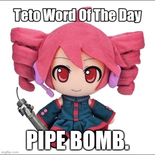 teto word of the day: Pipe bomb | PIPE BOMB. | image tagged in teto word | made w/ Imgflip meme maker