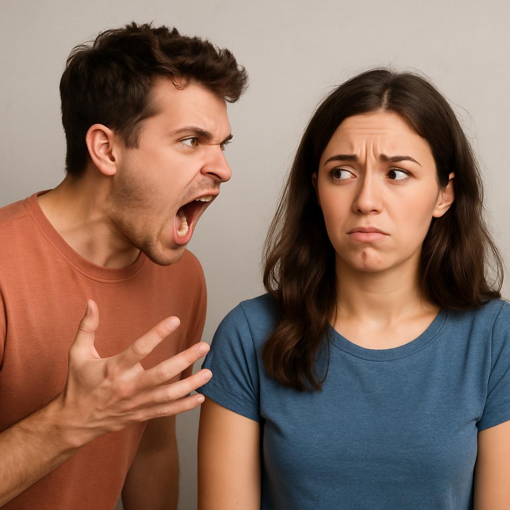 a guy yelling and a girl being confused Blank Meme Template