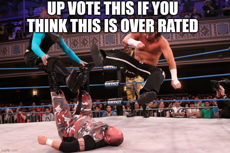 totally unfair | UP VOTE THIS IF YOU THINK THIS IS OVER RATED | image tagged in tag team prospecting | made w/ Imgflip meme maker