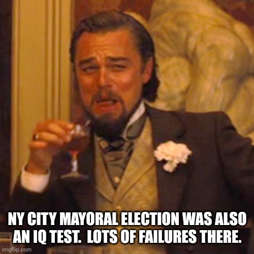 Laughing Leo Meme | NY CITY MAYORAL ELECTION WAS ALSO AN IQ TEST.  LOTS OF FAILURES THERE. | image tagged in memes,laughing leo | made w/ Imgflip meme maker