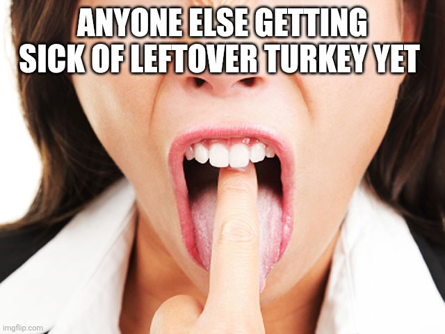 Yuck | ANYONE ELSE GETTING SICK OF LEFTOVER TURKEY YET | image tagged in yuck | made w/ Imgflip meme maker