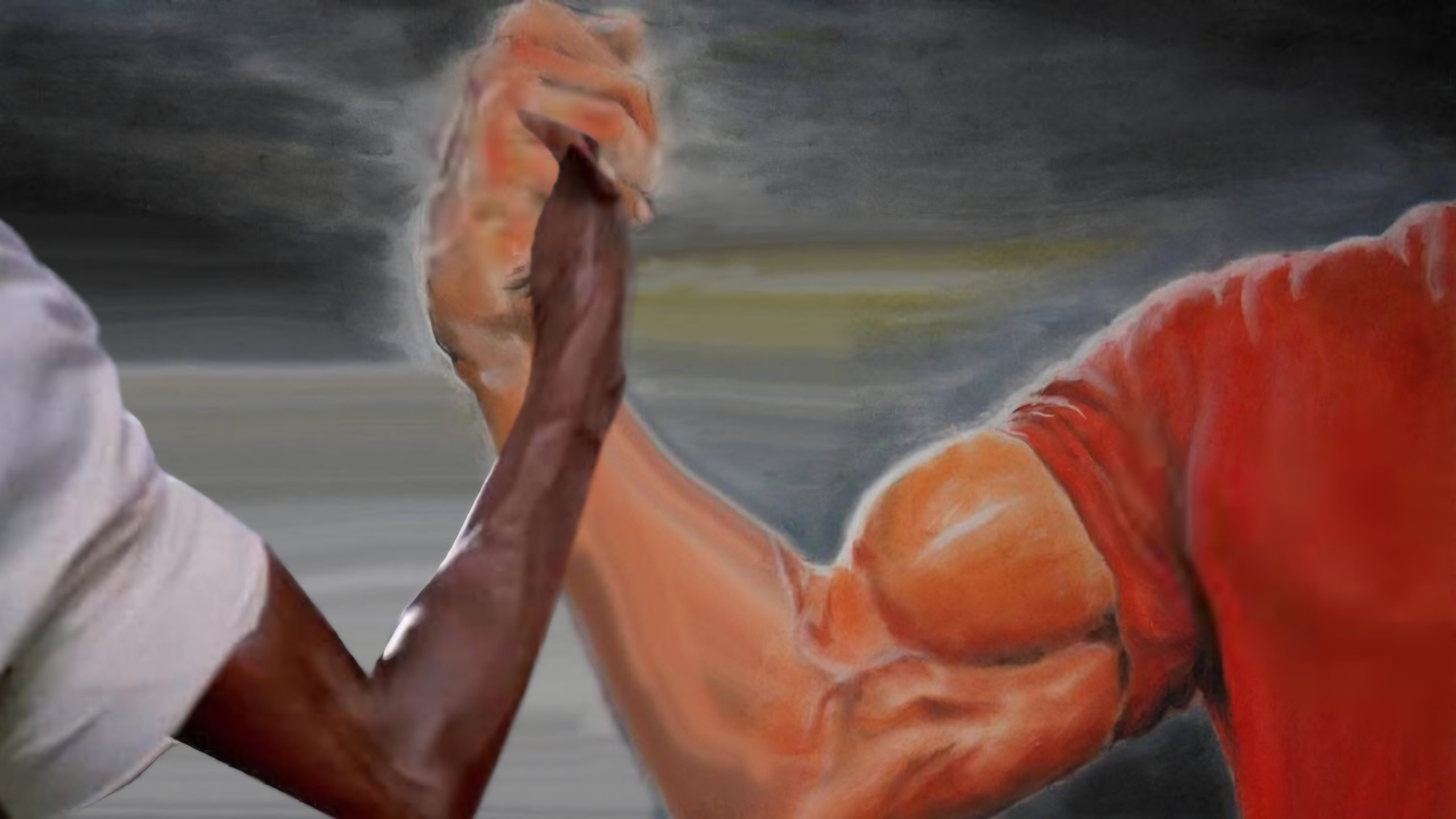 One arm wimpy epic handshake Blank Meme Template