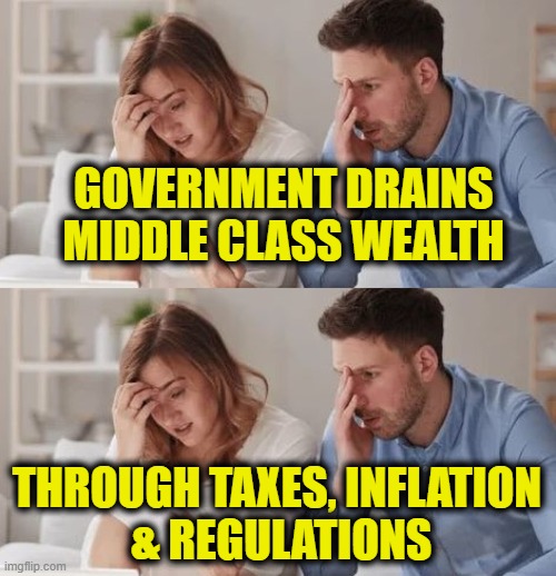 Why can't we buy a house? | GOVERNMENT DRAINS
MIDDLE CLASS WEALTH; THROUGH TAXES, INFLATION 
& REGULATIONS | made w/ Imgflip meme maker