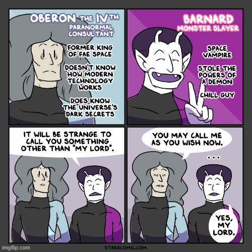 Getting to know the Theseus Crew Part 1.5 | image tagged in stars,wizard,vampire,tactician,lord,my lord | made w/ Imgflip meme maker