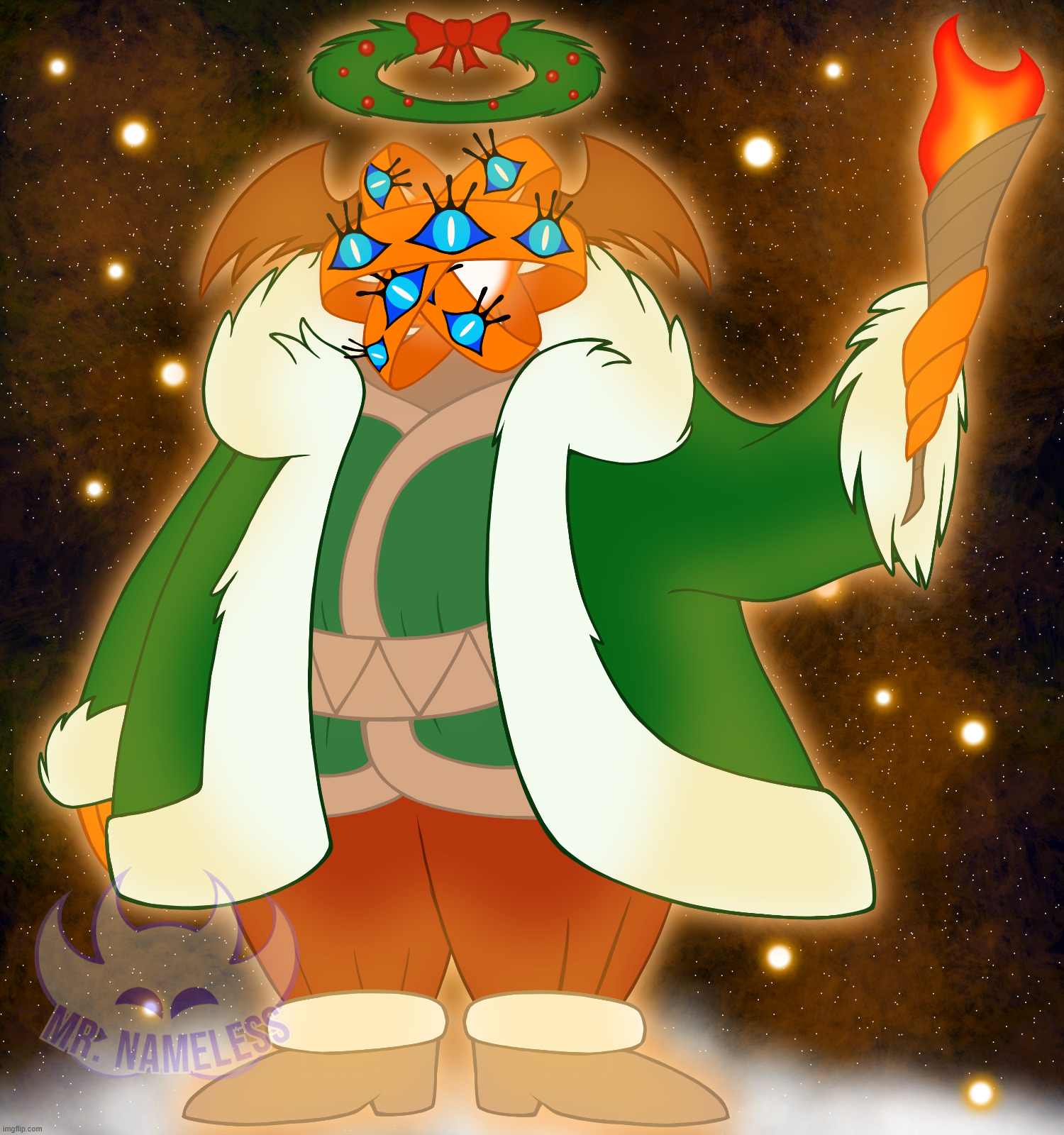 The Ghost of Christmas Present | image tagged in his christmas spirit has awakened | made w/ Imgflip meme maker