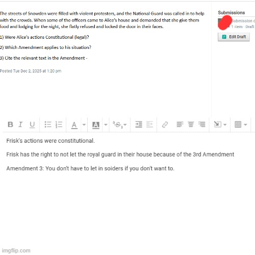 this was my school assignment directions, and here is what i put | made w/ Imgflip meme maker