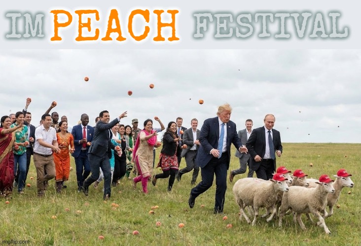 I'M A PEACH FESTIVAL | IM               FESTIVAL PEACH | image tagged in impeach,trump,putin,maga,trumputin,remove from office | made w/ Imgflip meme maker