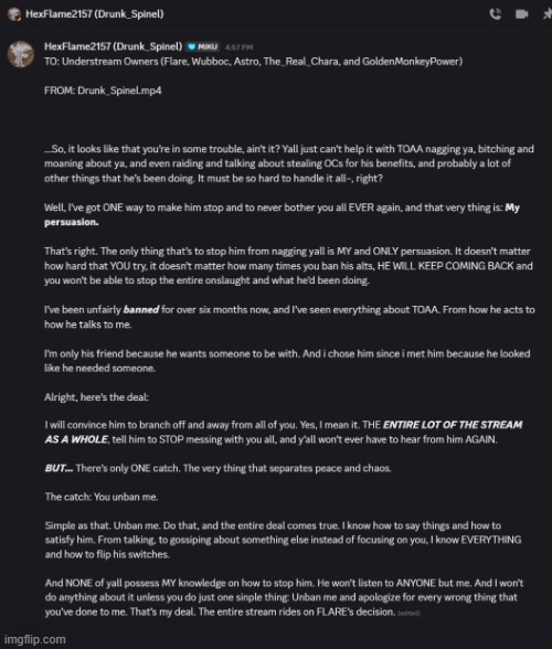 a message from spinel. don't ban me, i'm just the messenger | made w/ Imgflip meme maker