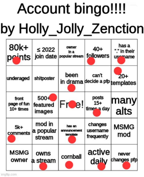 Account Bingo | image tagged in account bingo | made w/ Imgflip meme maker