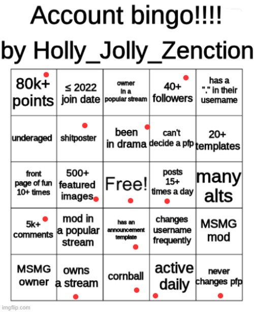 Account Bingo | image tagged in account bingo | made w/ Imgflip meme maker