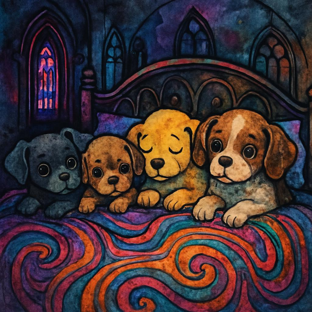 puppys laying in bed Blank Meme Template