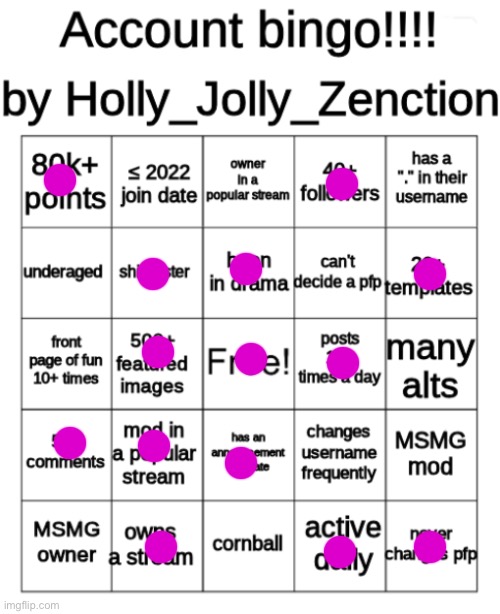 Account Bingo | image tagged in account bingo | made w/ Imgflip meme maker