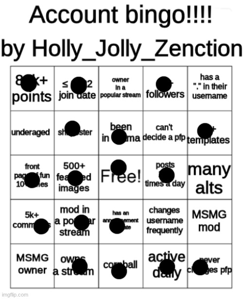 Account Bingo | image tagged in account bingo | made w/ Imgflip meme maker