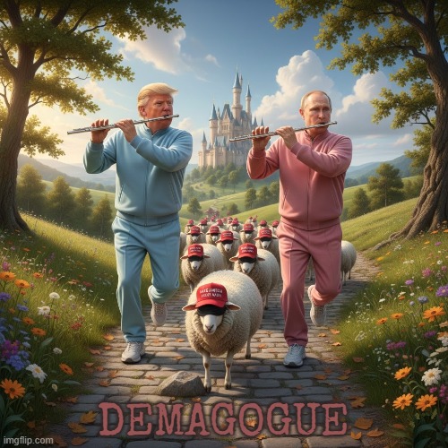 DEMAGOGUE | DEMAGOGUE | image tagged in demagogue,trump,putin,maga,trumputin,blind | made w/ Imgflip meme maker