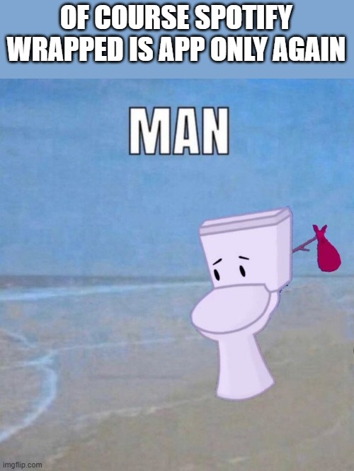 cro </3 | OF COURSE SPOTIFY WRAPPED IS APP ONLY AGAIN | image tagged in man | made w/ Imgflip meme maker