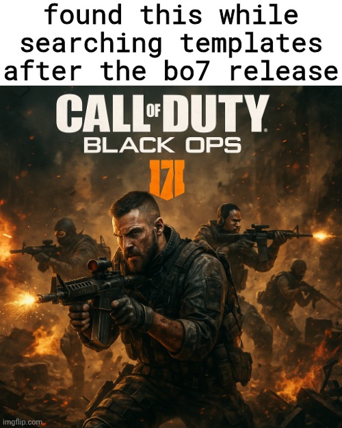 bro it looks peak, sadly it's AI generated | found this while searching templates after the bo7 release | image tagged in black ops 7 cover art,black ops,call of duty,template | made w/ Imgflip meme maker
