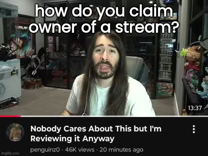 do I have to get the old owner involved | how do you claim owner of a stream? | image tagged in nobody cares sequel | made w/ Imgflip meme maker