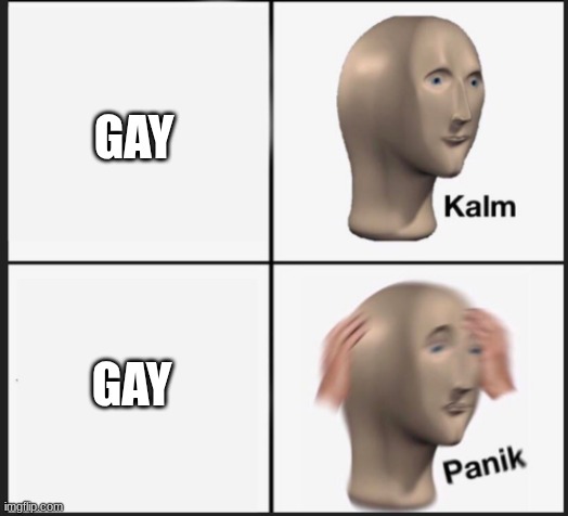 Yes | GAY; GAY | image tagged in calm panic | made w/ Imgflip meme maker