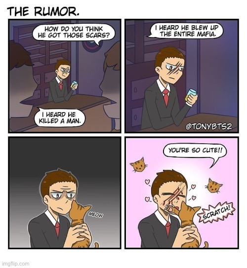 The truth scratches itself out… | image tagged in cats,comics,scars | made w/ Imgflip meme maker