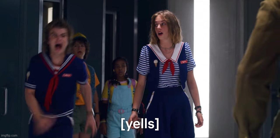 Steve harrington yelling meme | image tagged in steve harrington yelling meme | made w/ Imgflip meme maker
