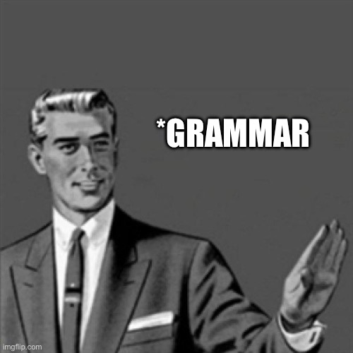 Correction guy | *GRAMMAR | image tagged in correction guy | made w/ Imgflip meme maker