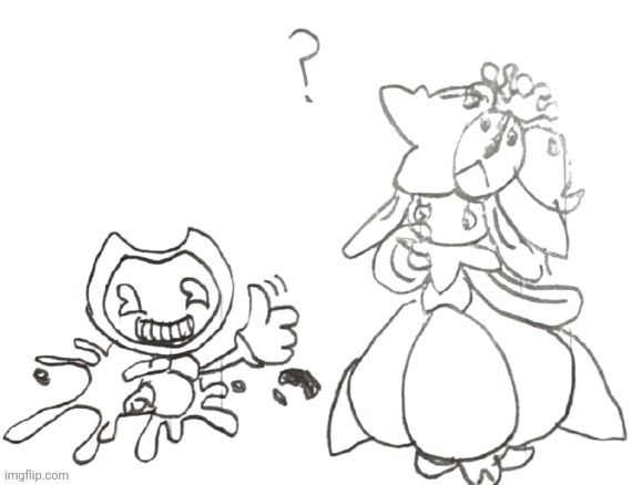 Lilligant and Bendy | image tagged in pokemon,bendy and the ink machine | made w/ Imgflip meme maker
