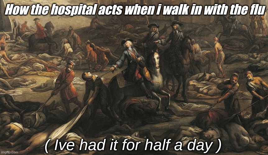 black death | How the hospital acts when i walk in with the flu ( Ive had it for half a day ) | image tagged in black death | made w/ Imgflip meme maker