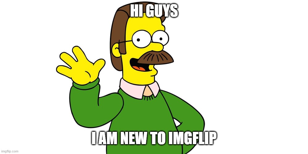 hi!!! | HI GUYS; I AM NEW TO IMGFLIP | image tagged in ned flanders wave | made w/ Imgflip meme maker