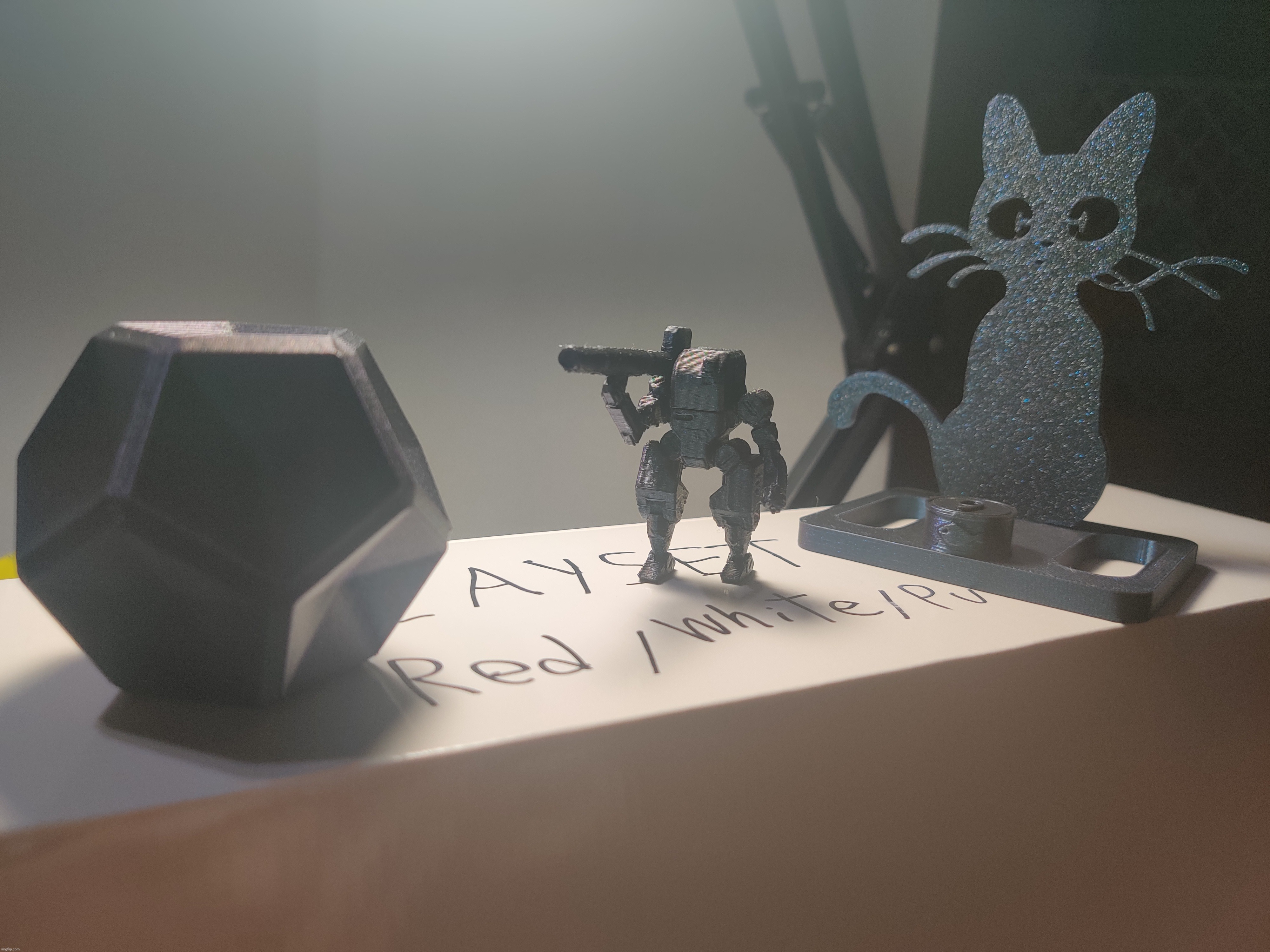 We got a 3d printer as a family Christmas gift (it showed up way early) and we printed these before running out of filament | made w/ Imgflip meme maker