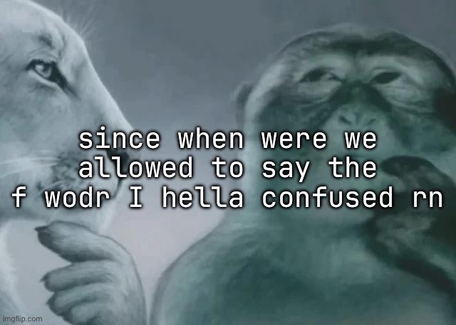 since when were we allowed to say the f wodr I hella confused rn | made w/ Imgflip meme maker