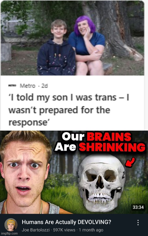 imagine having a whole ass kid and then changing your mind lmao | image tagged in our brains are shrinking | made w/ Imgflip meme maker