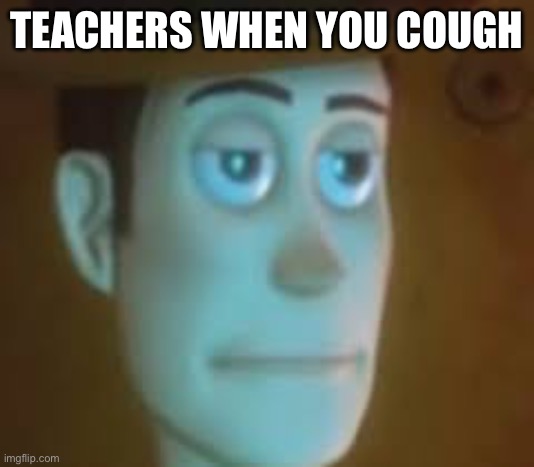 “il wait” | TEACHERS WHEN YOU COUGH | image tagged in disappointed woody,memes,funny,movies,toy story,funny memes | made w/ Imgflip meme maker