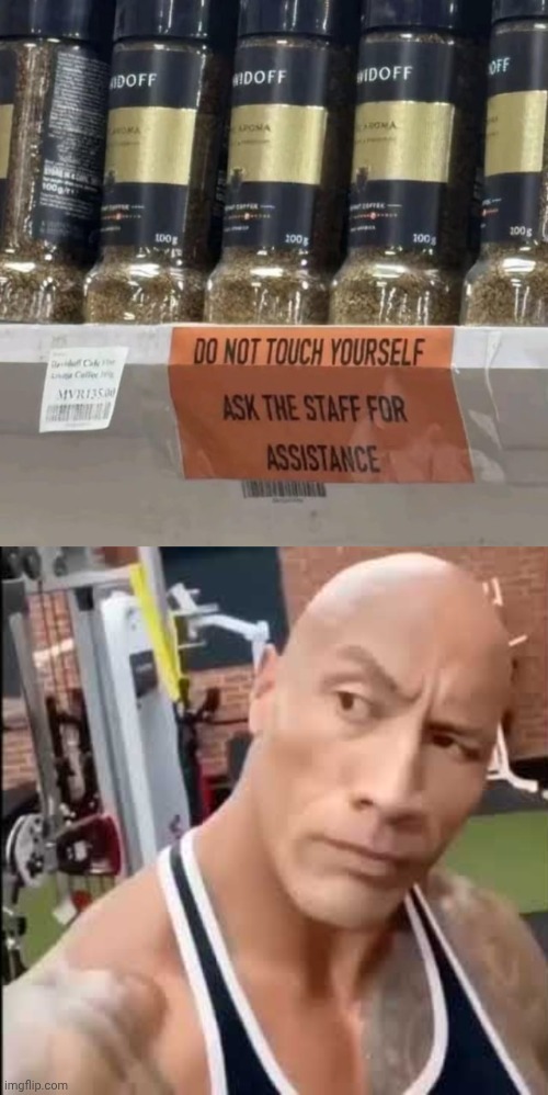 Touchee | image tagged in the rock,touch,you had one job,memes,staff,store | made w/ Imgflip meme maker