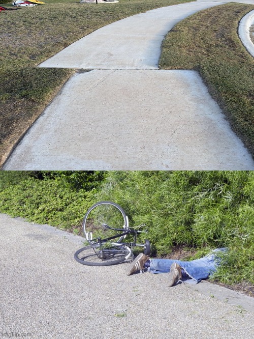 Sidewalk | image tagged in bike fail,sidewalk,sidewalks,you had one job,memes,outside | made w/ Imgflip meme maker