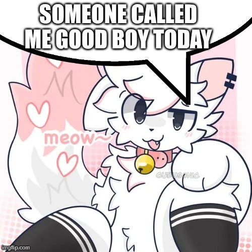 femboy boykisser speech bubble | SOMEONE CALLED ME GOOD BOY TODAY | image tagged in femboy boykisser speech bubble | made w/ Imgflip meme maker