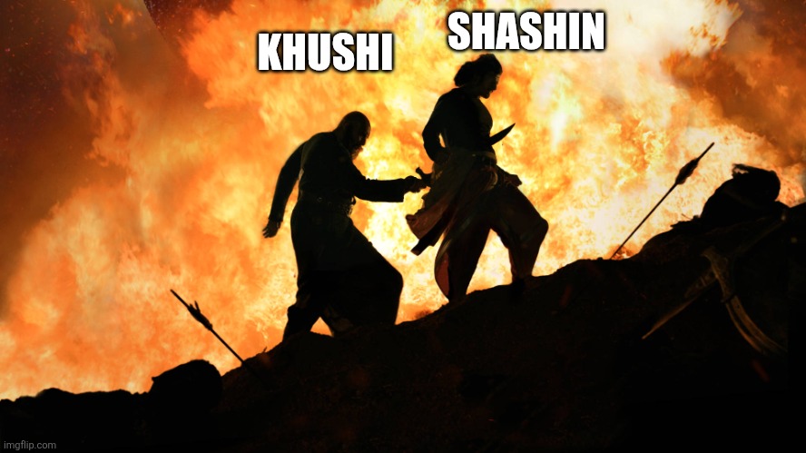 Katappa killing Bahubali | SHASHIN; KHUSHI | image tagged in katappa killing bahubali | made w/ Imgflip meme maker