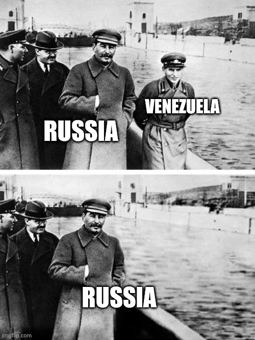 Stalin Disappearing Man | RUSSIA VENEZUELA RUSSIA | image tagged in stalin disappearing man | made w/ Imgflip meme maker